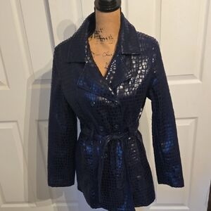 Selene Sport Crocodile Pattern Navy Trench Coat